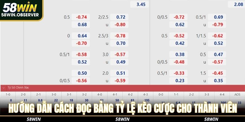Hướng dẫn cách đọc bảng tỷ lệ kèo cược cho thành viên